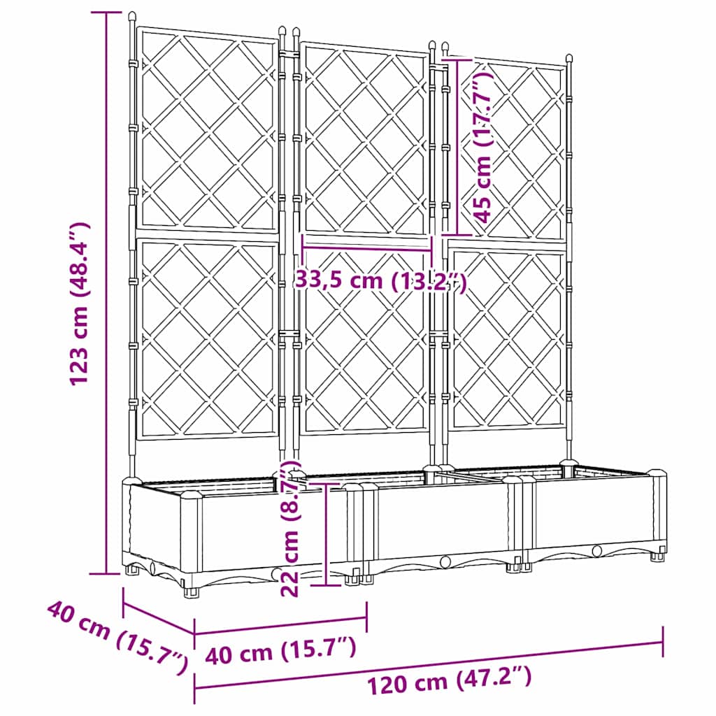Garten-Pflanzgefäß 3 Pcs Kunststoff