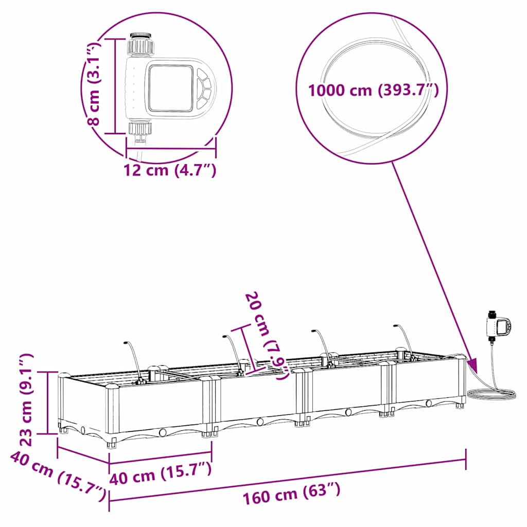 Garten-Pflanzgefäß 4 Pcs Kunststoff