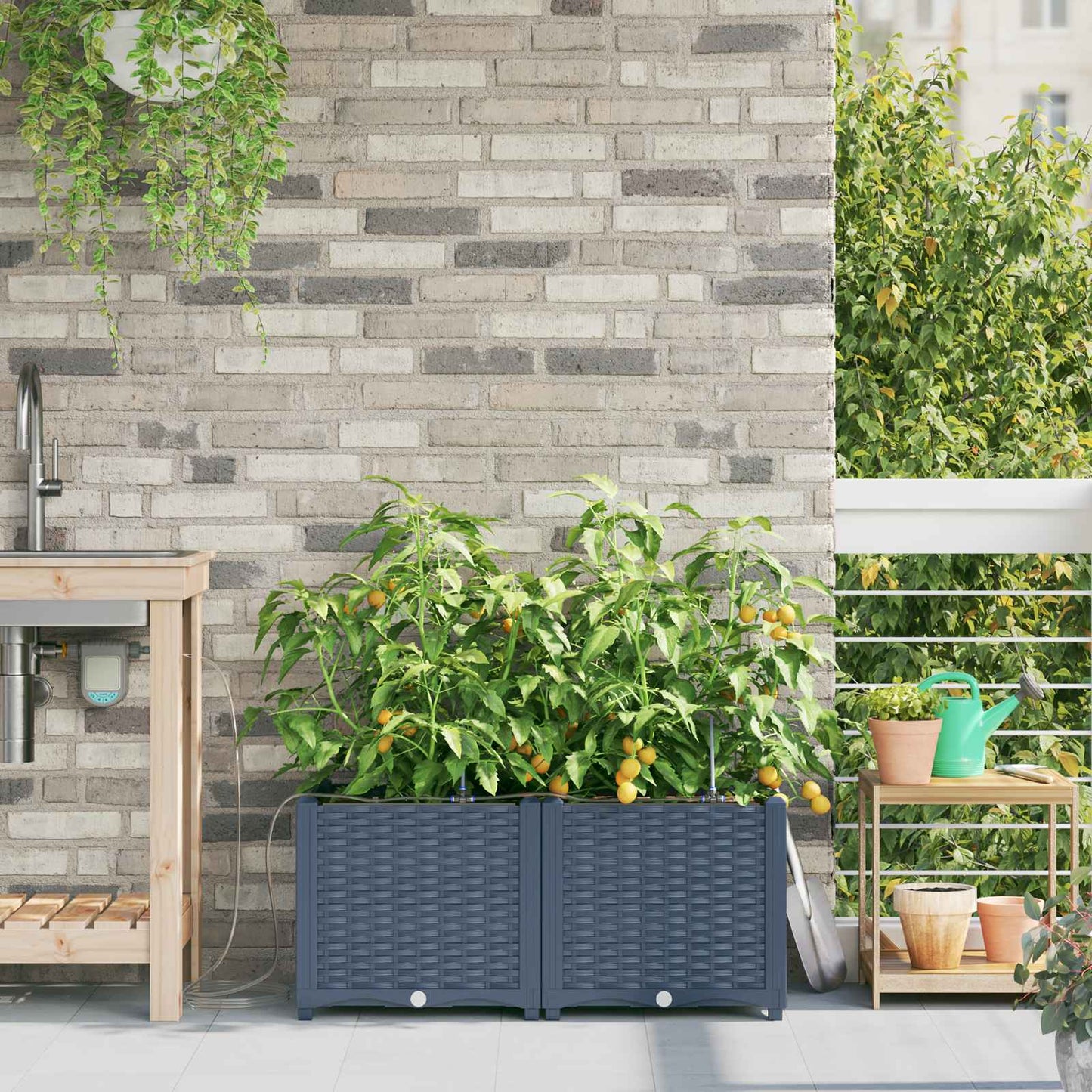 Garten-Pflanzgefäß 4 Pcs Kunststoff