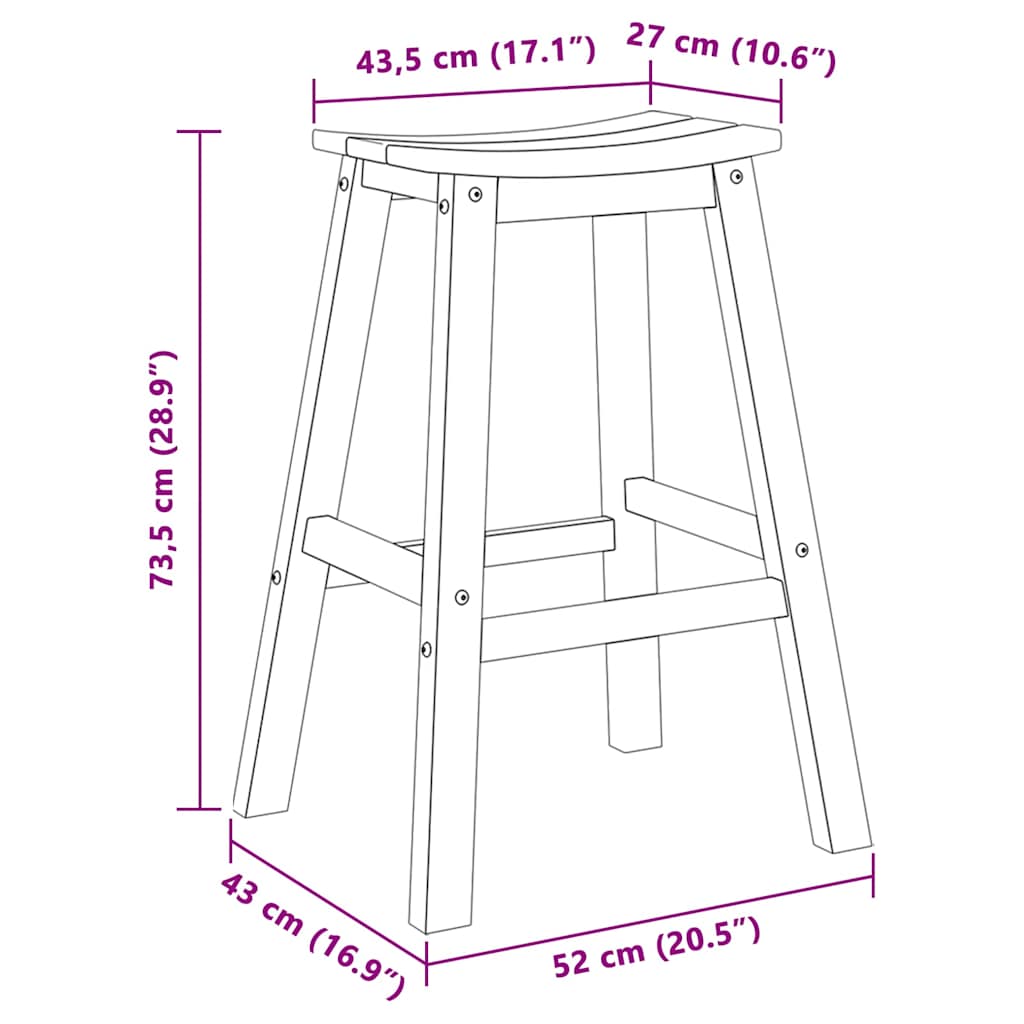 Barhocker 2 Pcs 52 X 43 X 73,5 Cm Hdpe