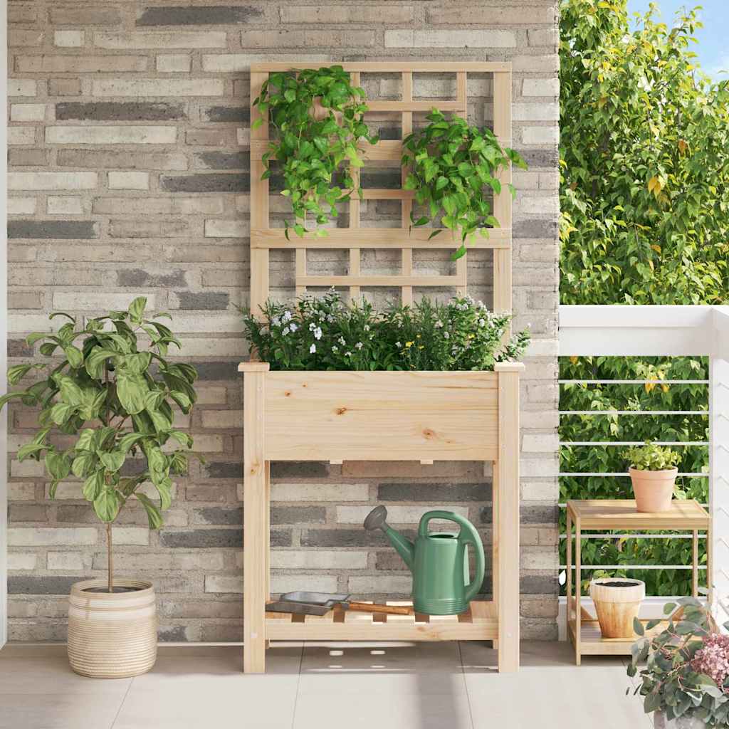 Garten-Pflanzgefäß Beige Massivholz Aus Fichte