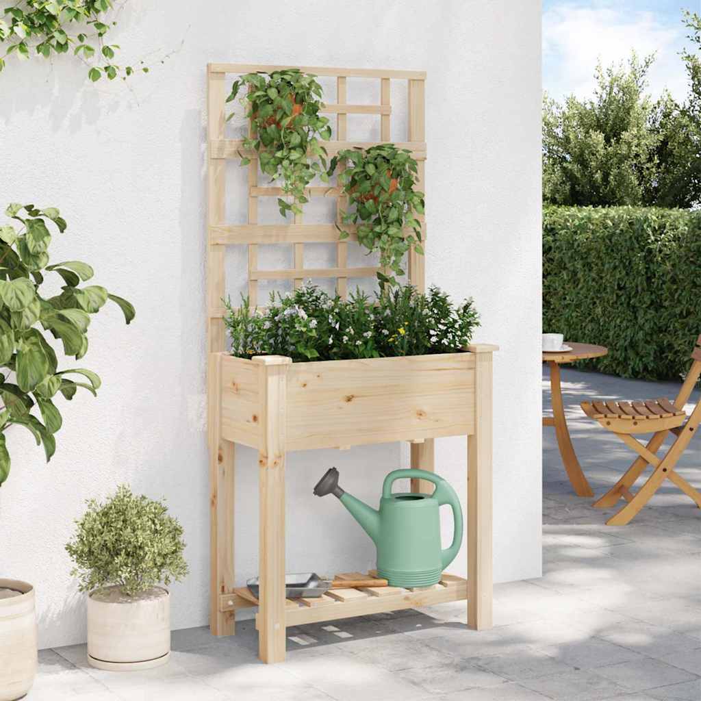 Garten-Pflanzgefäß Beige Massivholz Aus Fichte
