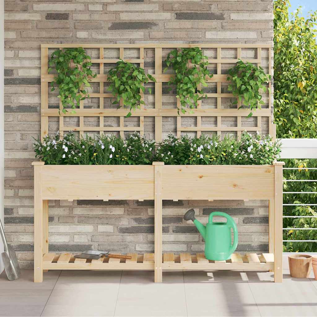 Garten-Pflanzgefäß Beige Massivholz Aus Fichte