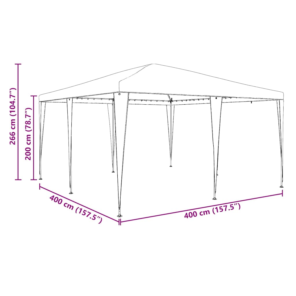 Party-Zelt 400 X 400 X 266 Cm Polyethylen Und Stahl