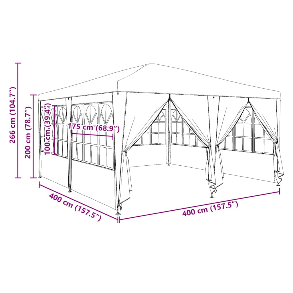 Party-Zelt 400 X 400 X 266 Cm Polyethylen