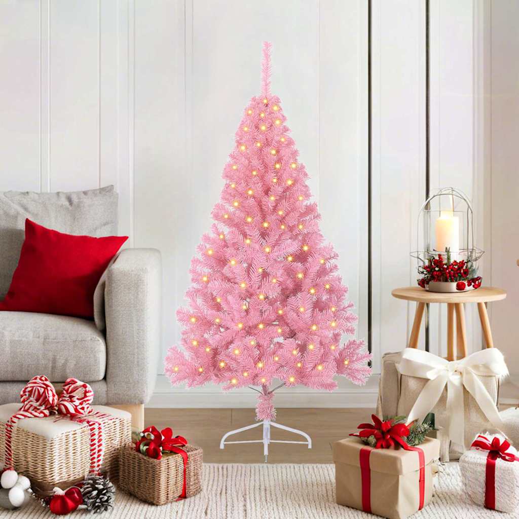 Künstlicher Vorbeleuchteter Weihnachtsbaum Pvc Rosa