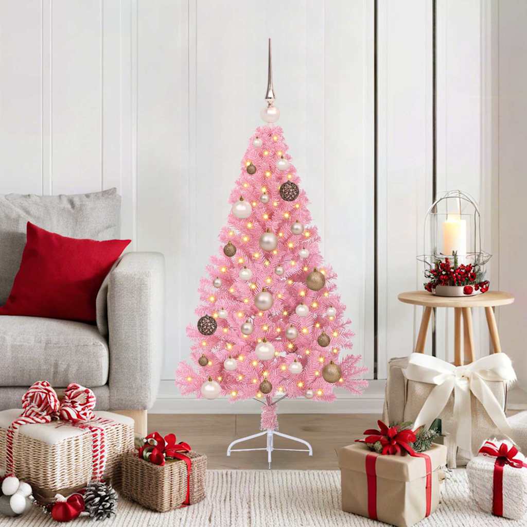 Künstlicher Vorbeleuchteter Weihnachtsbaum Pvc Rosa