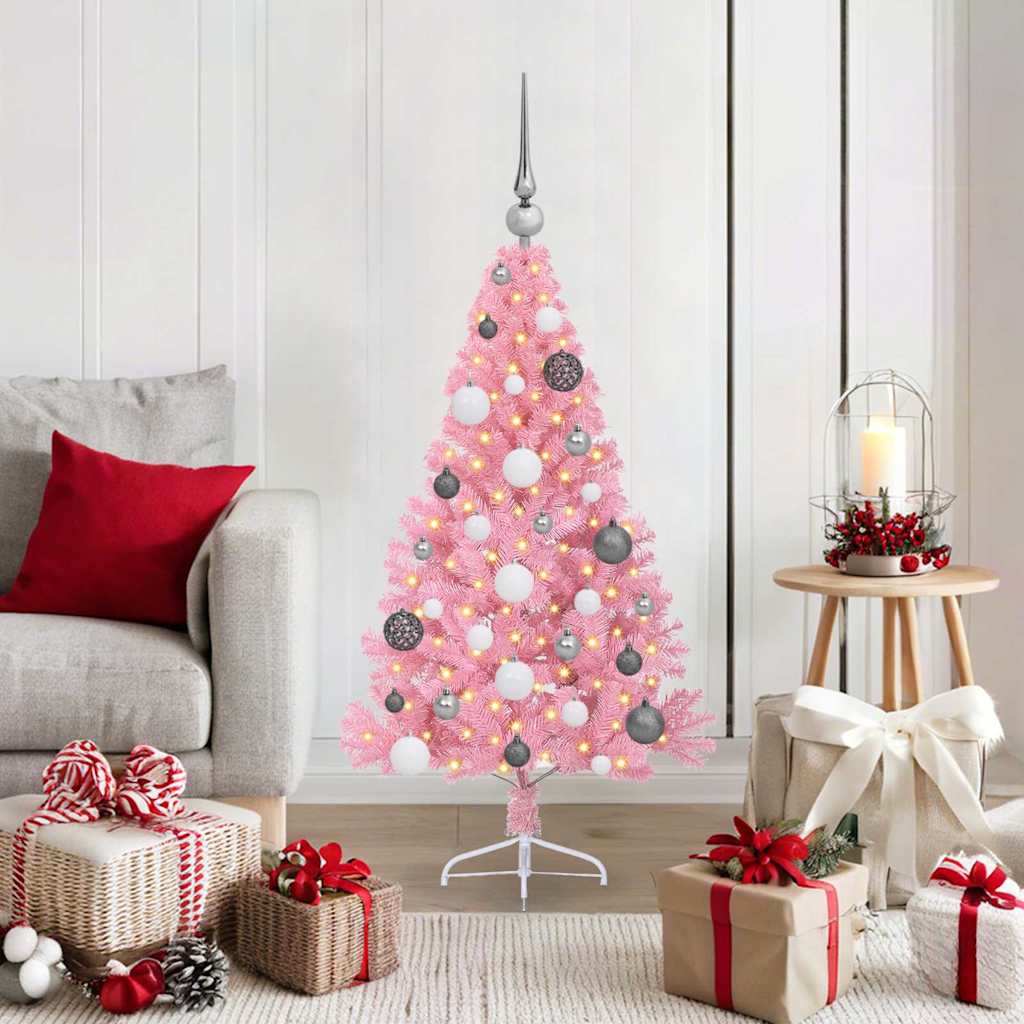 Künstlicher Vorbeleuchteter Weihnachtsbaum Pvc Rosa