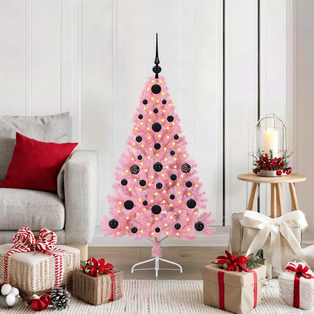 Künstlicher Vorbeleuchteter Weihnachtsbaum Pvc Rosa