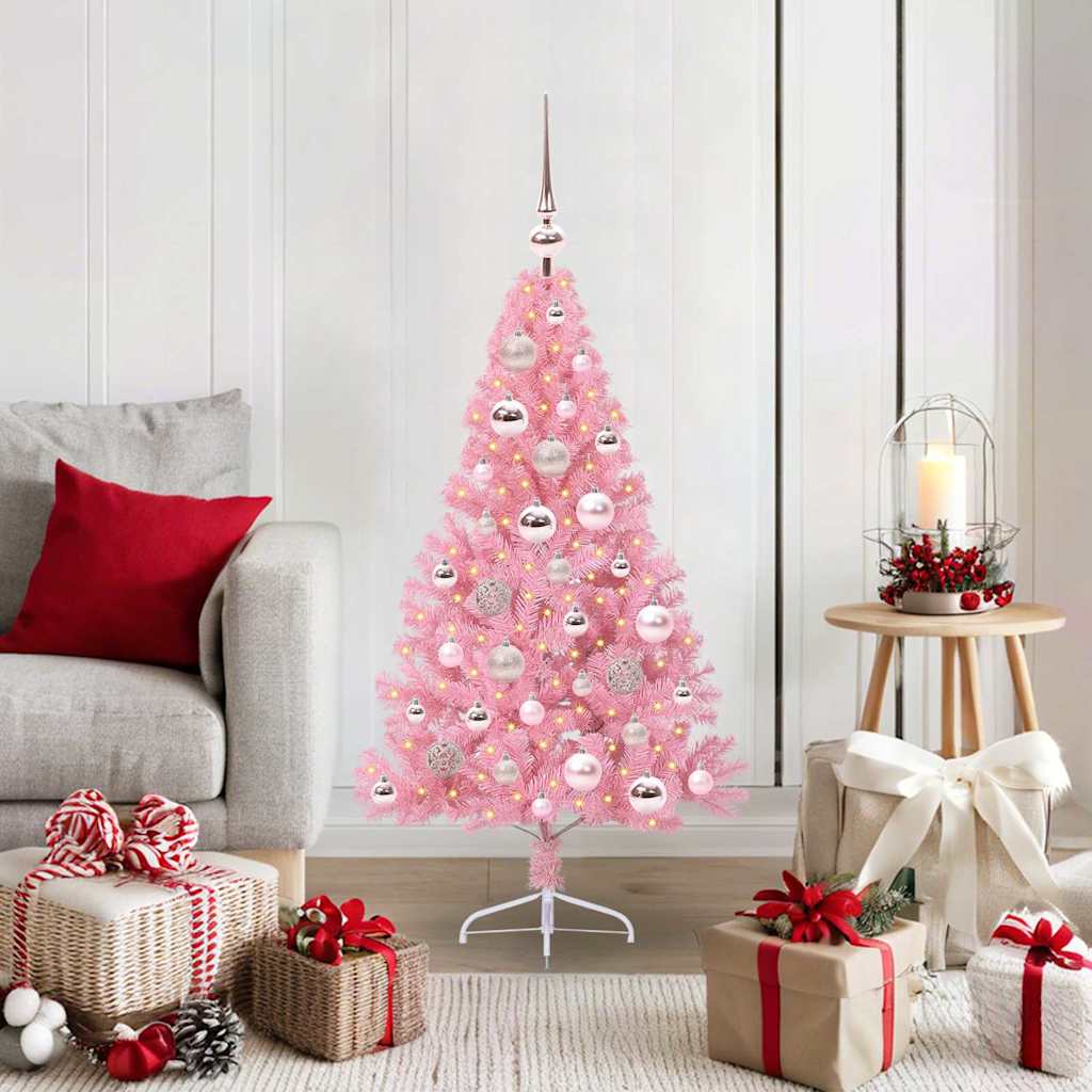 Künstlicher Vorbeleuchteter Weihnachtsbaum Pvc Rosa