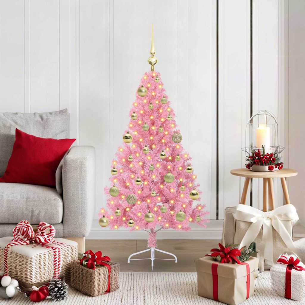 Künstlicher Vorbeleuchteter Weihnachtsbaum Pvc Rosa