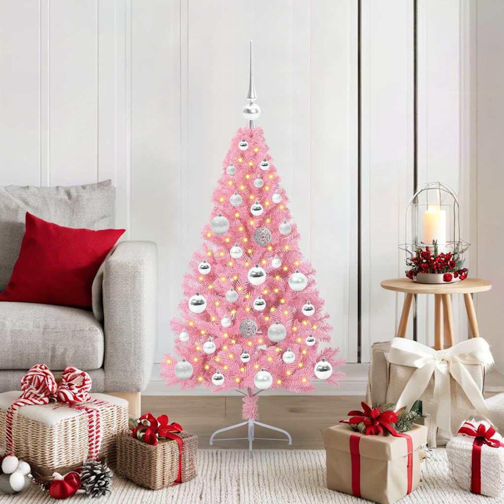 Künstlicher Vorbeleuchteter Weihnachtsbaum Pvc Rosa