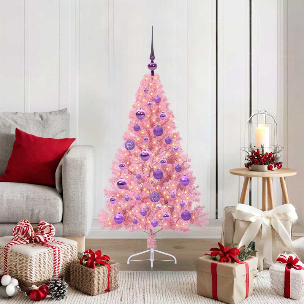 Künstlicher Vorbeleuchteter Weihnachtsbaum Pvc Rosa