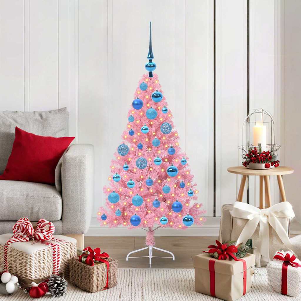 Künstlicher Vorbeleuchteter Weihnachtsbaum Pvc Rosa