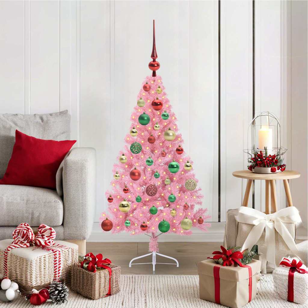 Künstlicher Vorbeleuchteter Weihnachtsbaum Pvc Rosa