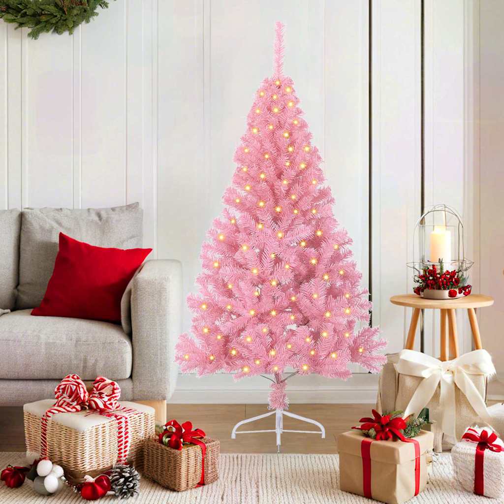 Künstlicher Vorbeleuchteter Weihnachtsbaum Pvc Rosa