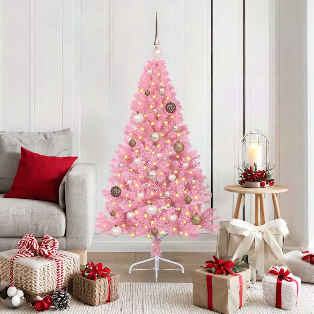 Künstlicher Vorbeleuchteter Weihnachtsbaum Pvc Rosa