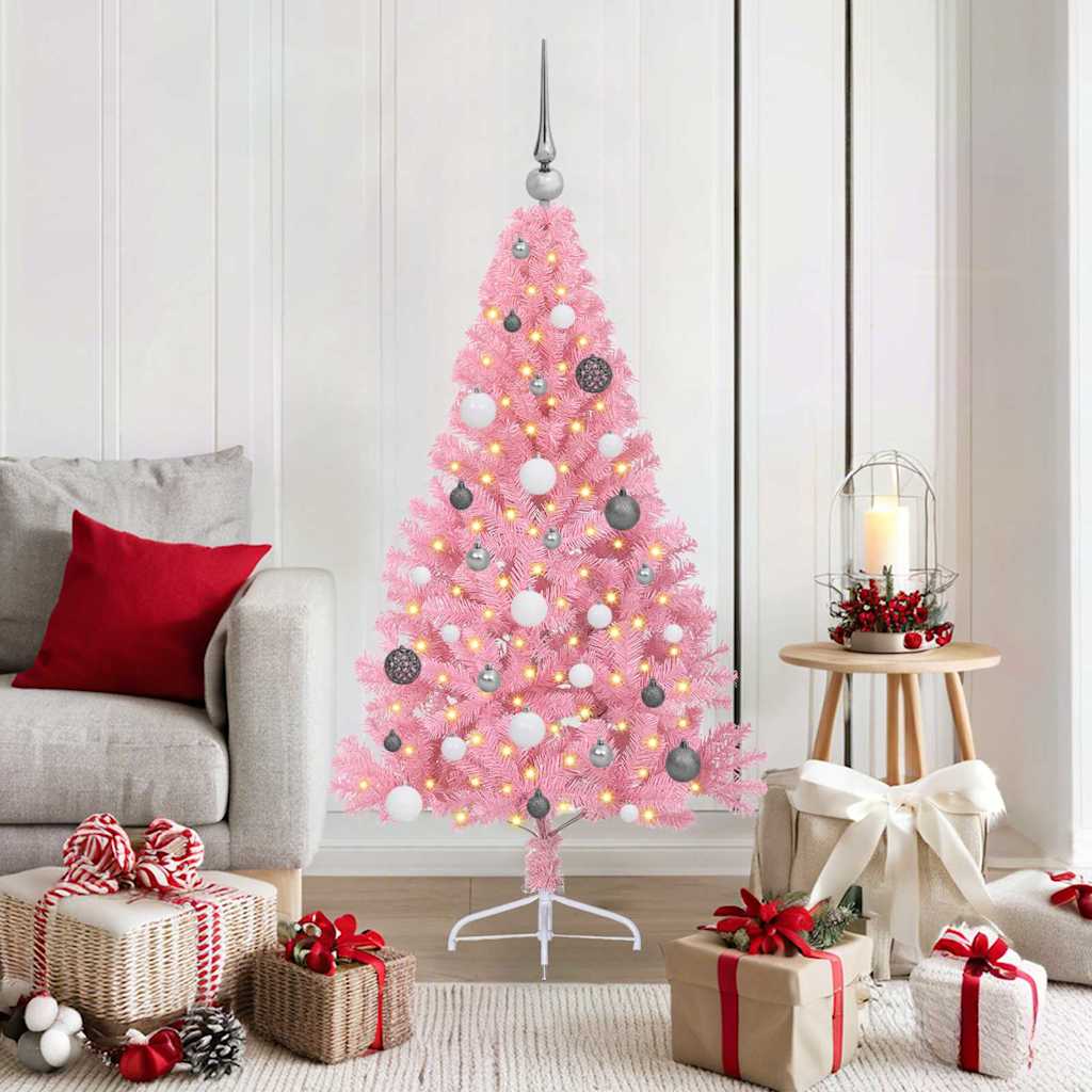 Künstlicher Vorbeleuchteter Weihnachtsbaum Pvc Rosa