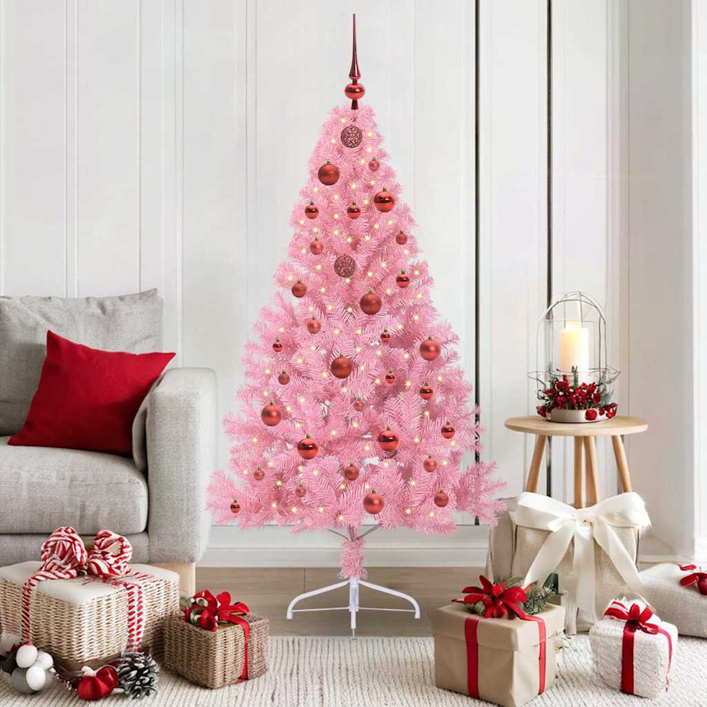 Künstlicher Vorbeleuchteter Weihnachtsbaum Pvc Rosa