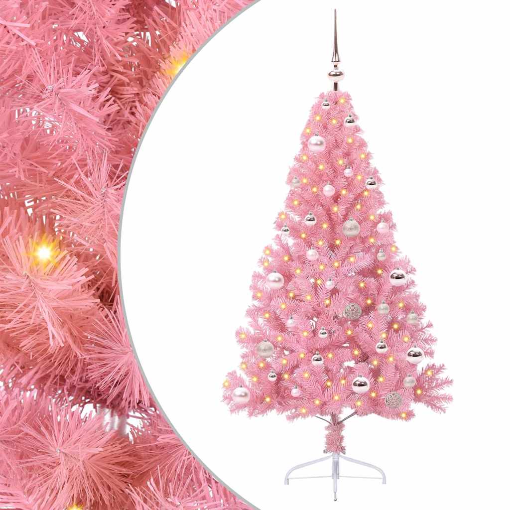 Künstlicher Vorbeleuchteter Weihnachtsbaum Pvc Rosa