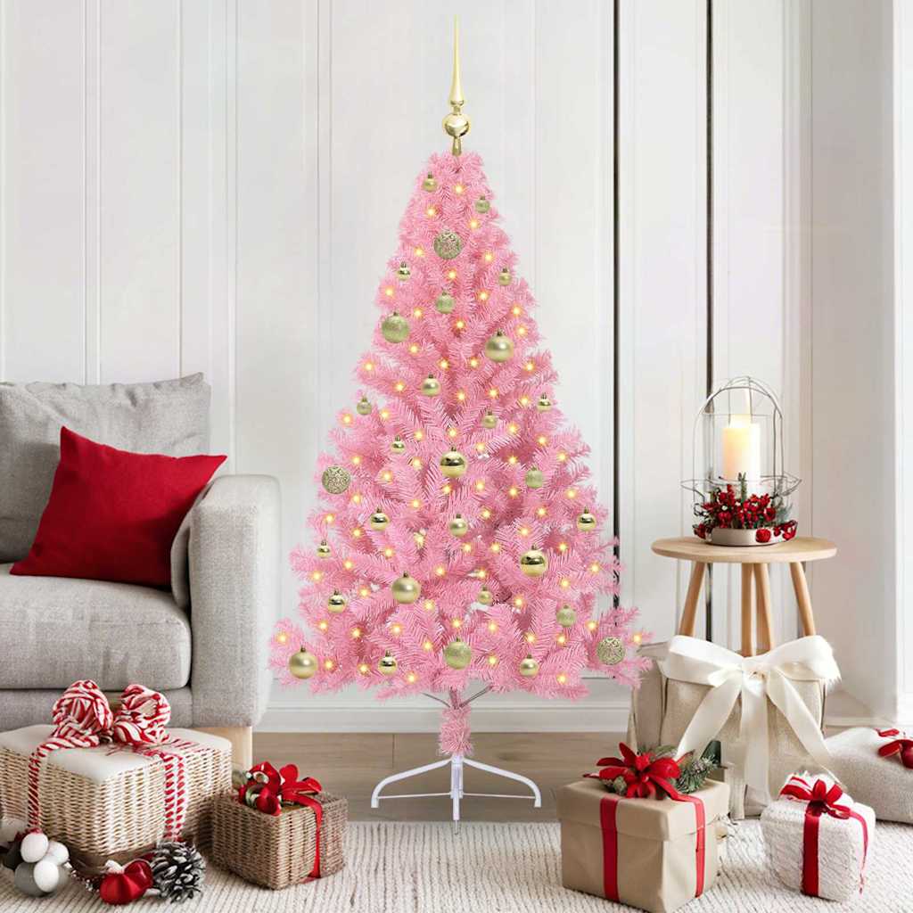 Künstlicher Vorbeleuchteter Weihnachtsbaum Pvc Rosa