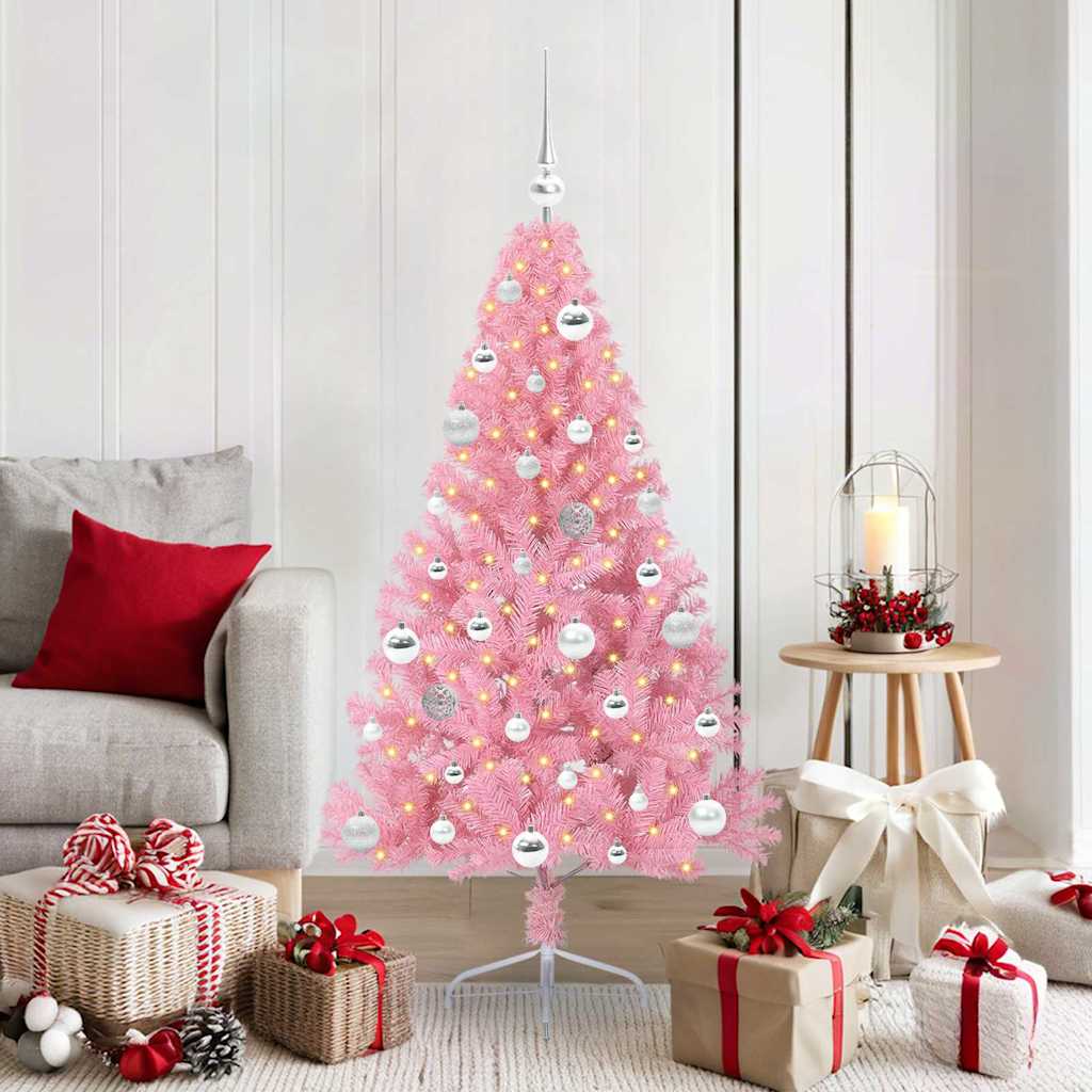 Künstlicher Vorbeleuchteter Weihnachtsbaum Pvc Rosa