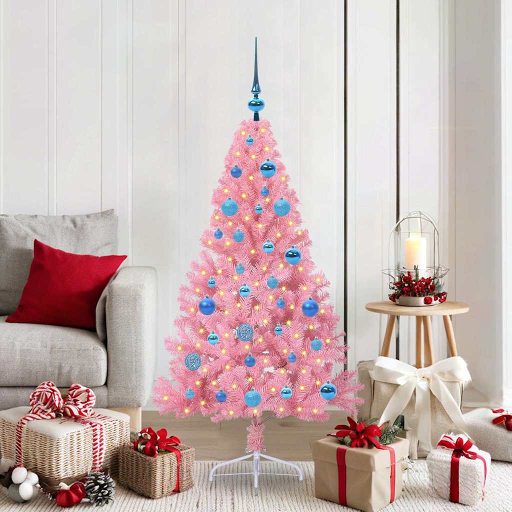 Künstlicher Vorbeleuchteter Weihnachtsbaum Pvc Rosa