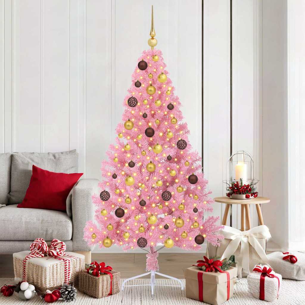 Künstlicher Vorbeleuchteter Weihnachtsbaum Pvc Rosa
