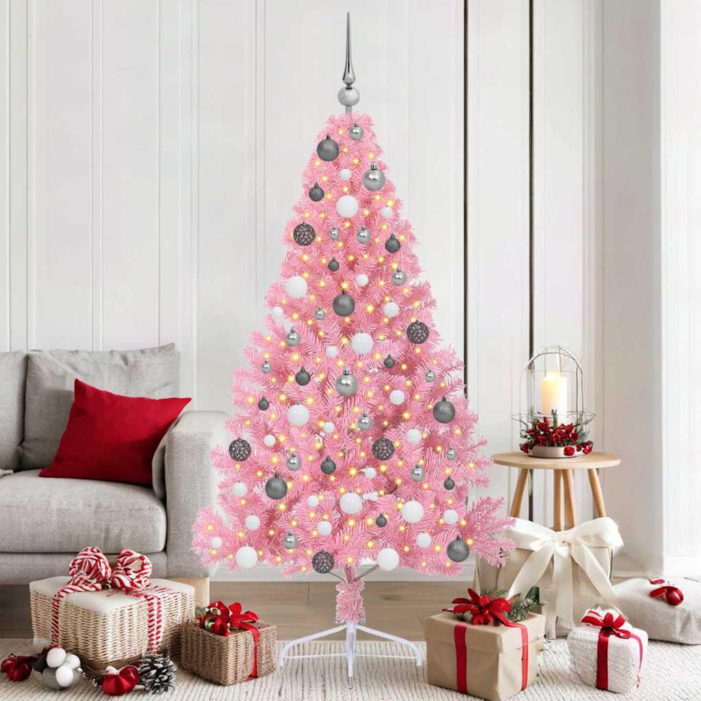 Künstlicher Vorbeleuchteter Weihnachtsbaum Pvc Rosa