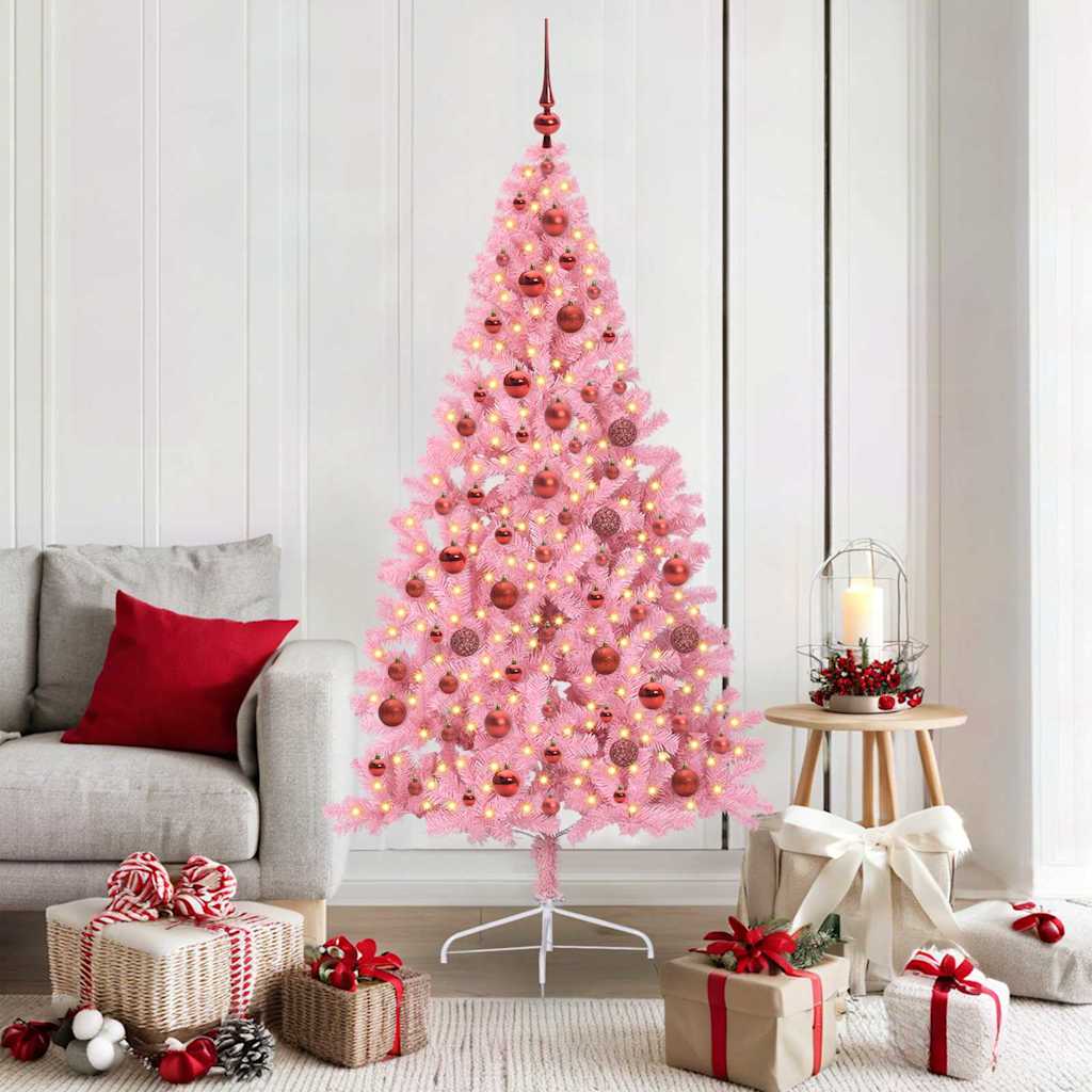 Künstlicher Vorbeleuchteter Weihnachtsbaum Pvc Rosa