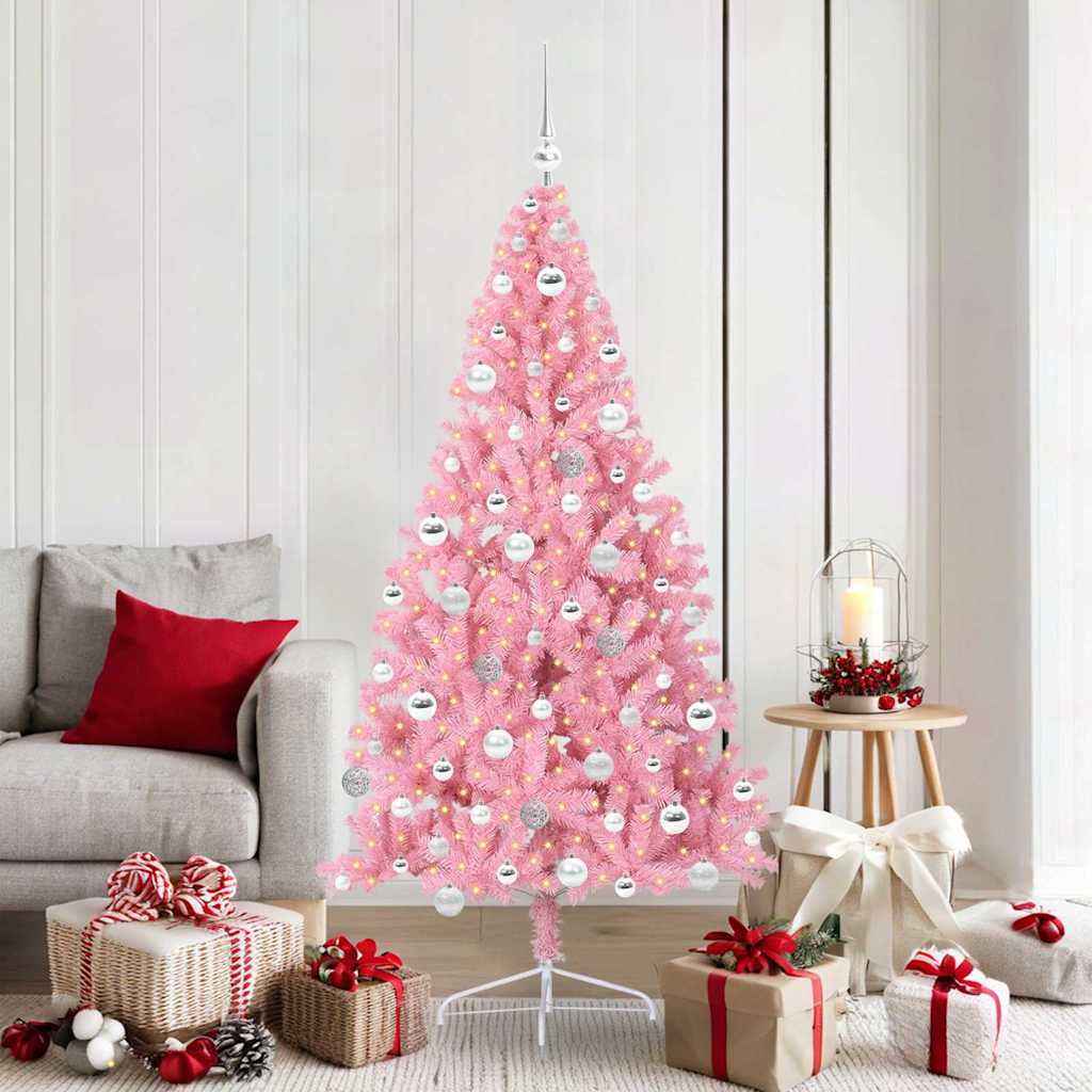 Künstlicher Vorbeleuchteter Weihnachtsbaum Pvc Rosa