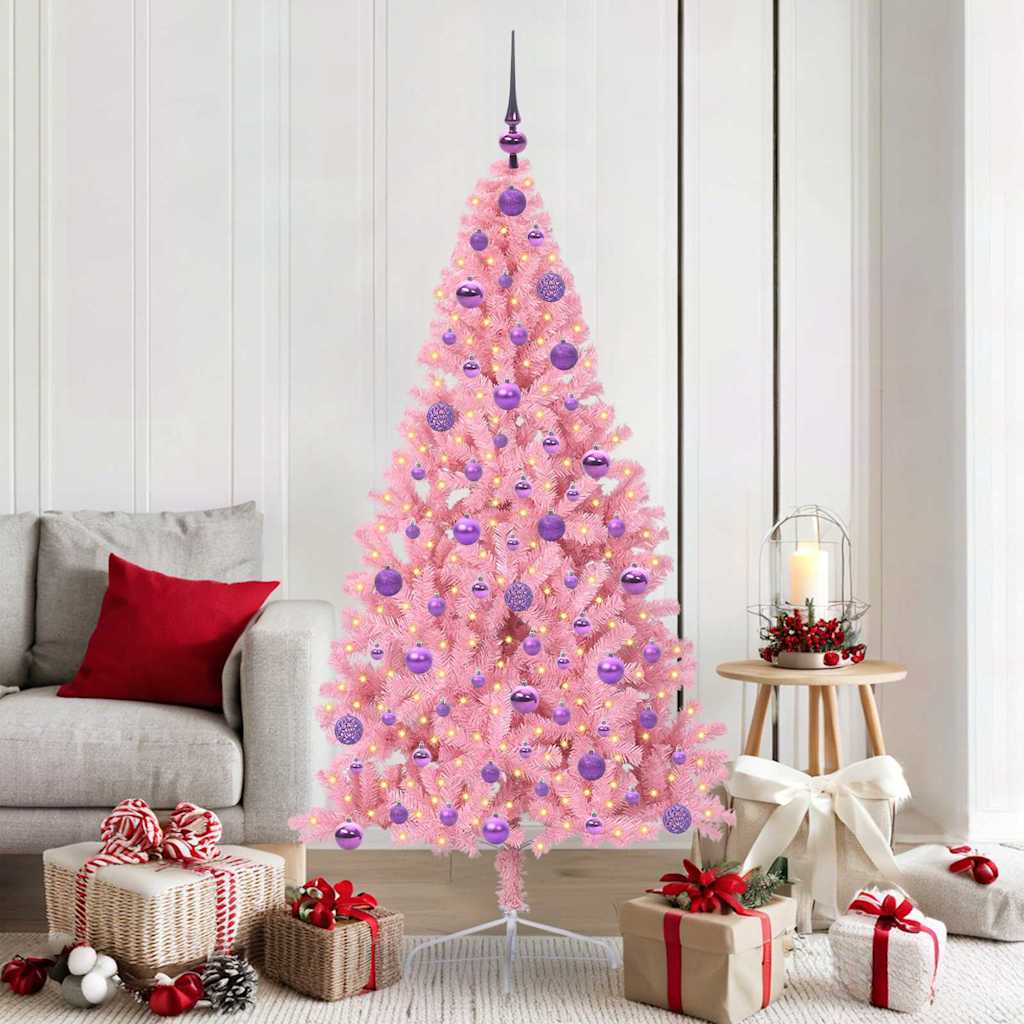 Künstlicher Vorbeleuchteter Weihnachtsbaum Pvc Rosa