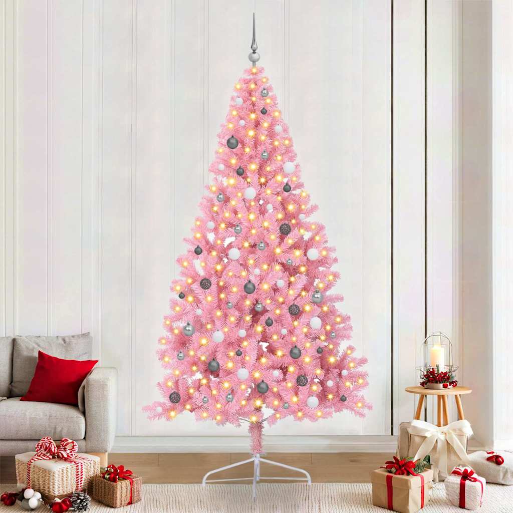 Künstlicher Vorbeleuchteter Weihnachtsbaum Pvc Rosa
