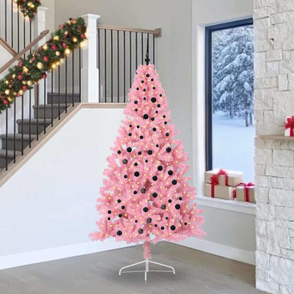 Künstlicher Vorbeleuchteter Weihnachtsbaum Pvc Rosa