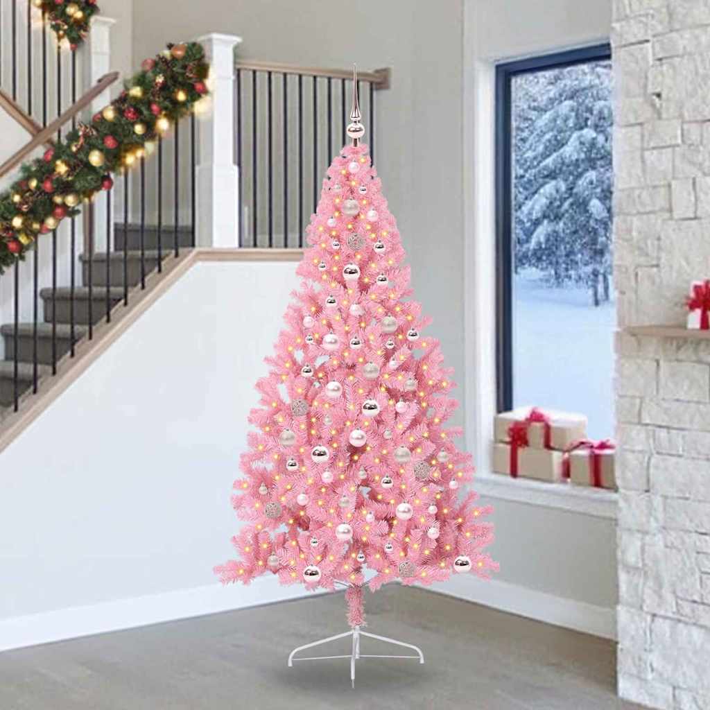 Künstlicher Vorbeleuchteter Weihnachtsbaum Pvc Rosa