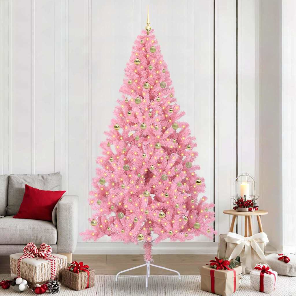 Künstlicher Vorbeleuchteter Weihnachtsbaum Pvc Rosa