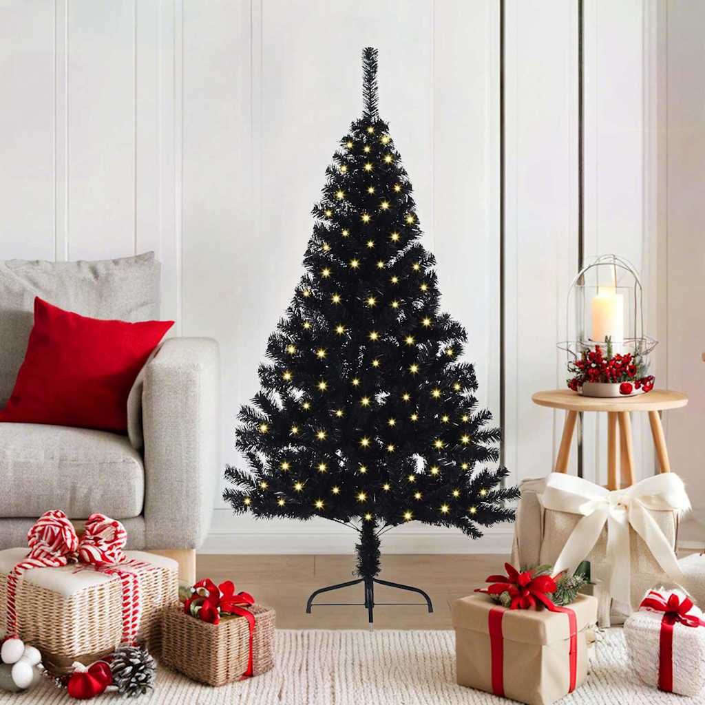 Künstlicher Vorbeleuchteter Weihnachtsbaum Pvc Schwarz