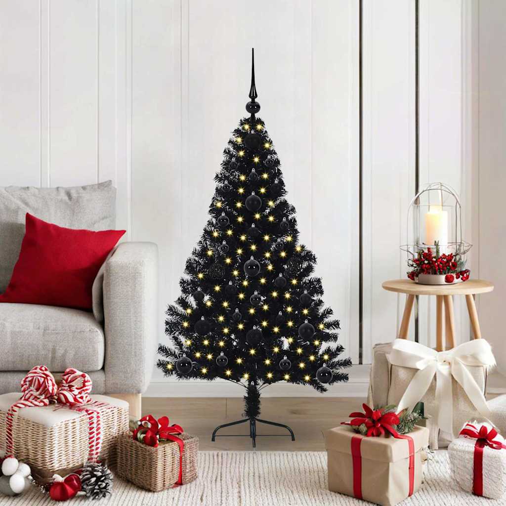 Künstlicher Vorbeleuchteter Weihnachtsbaum Pvc Schwarz