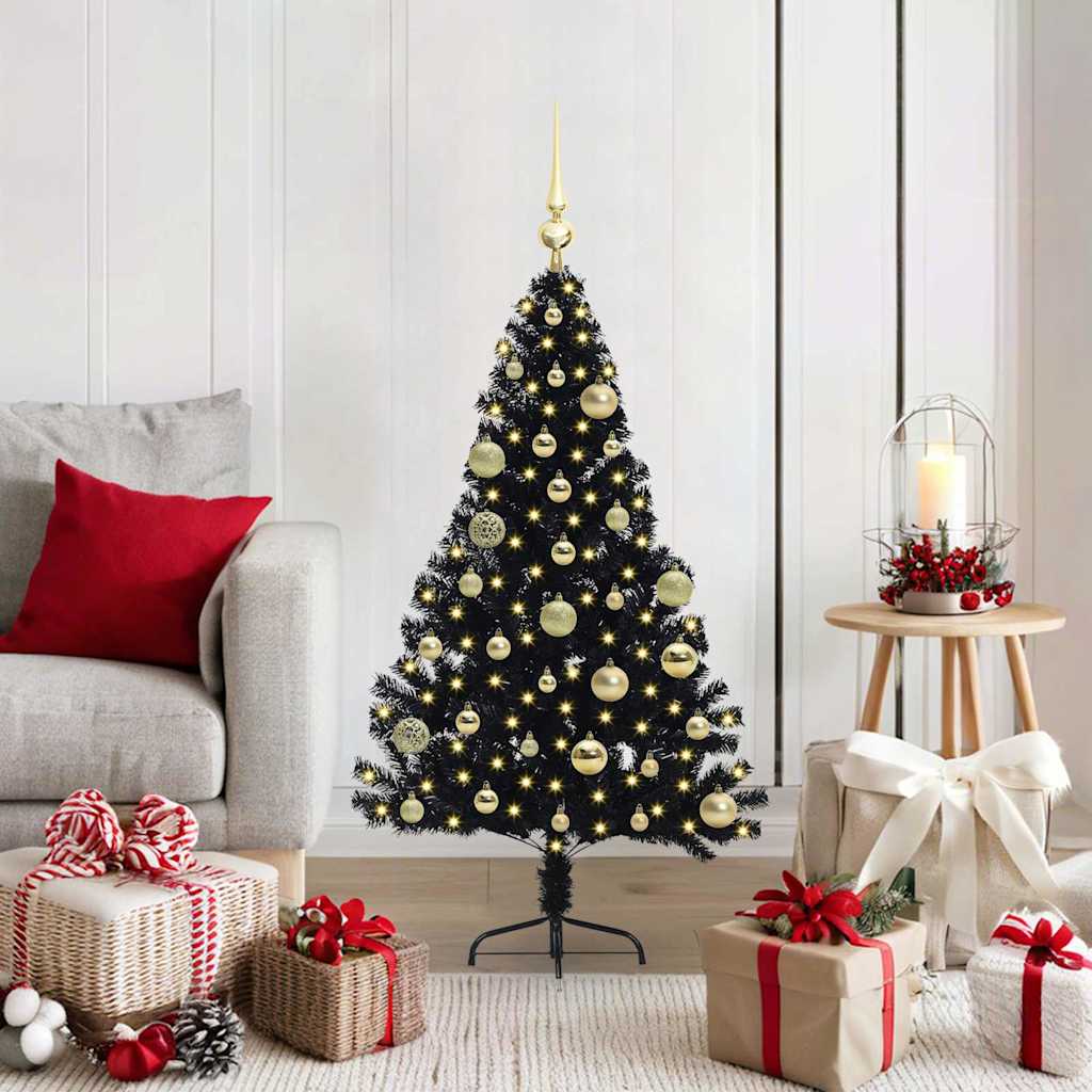 Künstlicher Vorbeleuchteter Weihnachtsbaum Pvc Schwarz