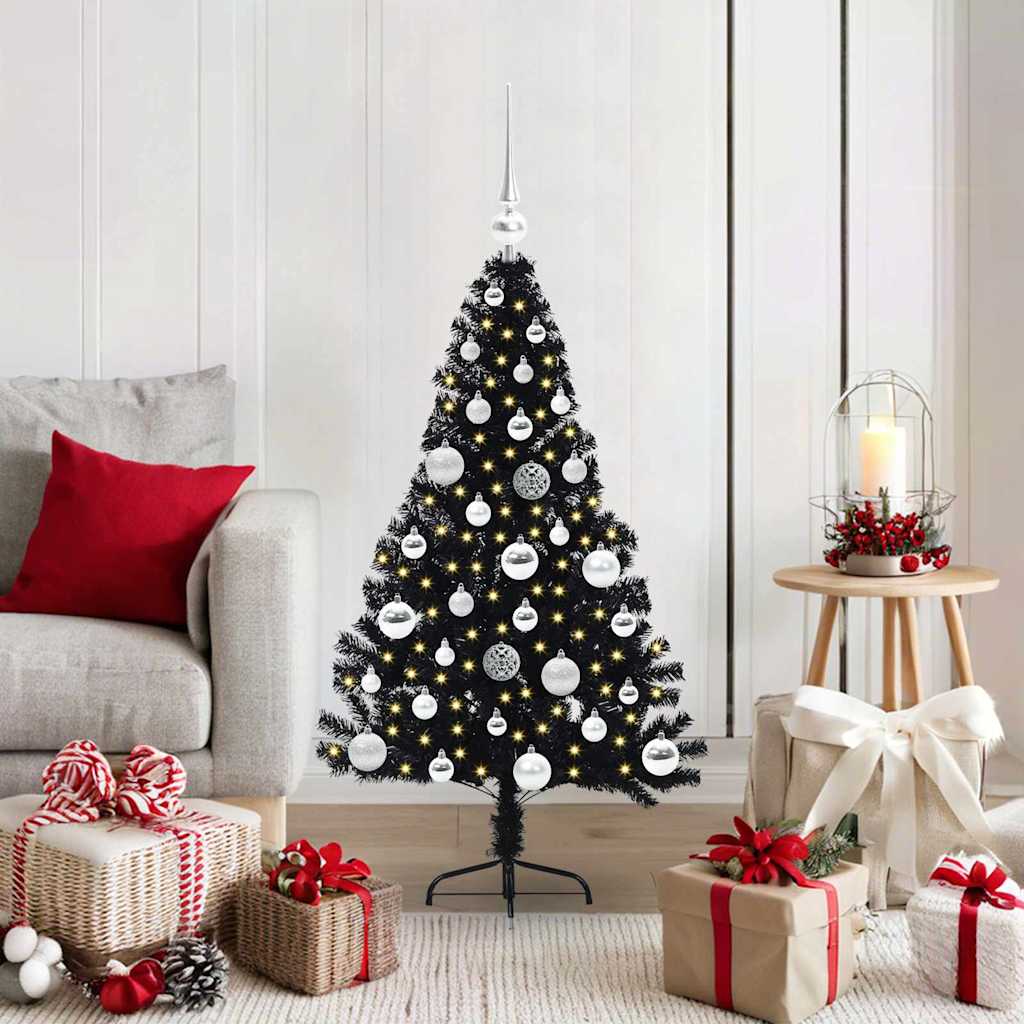 Künstlicher Vorbeleuchteter Weihnachtsbaum Pvc Schwarz