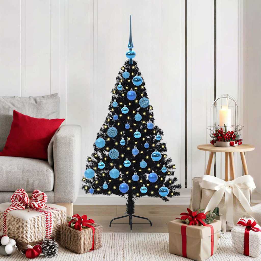 Künstlicher Vorbeleuchteter Weihnachtsbaum Pvc Schwarz