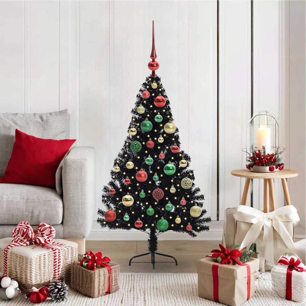 Künstlicher Vorbeleuchteter Weihnachtsbaum Pvc Schwarz