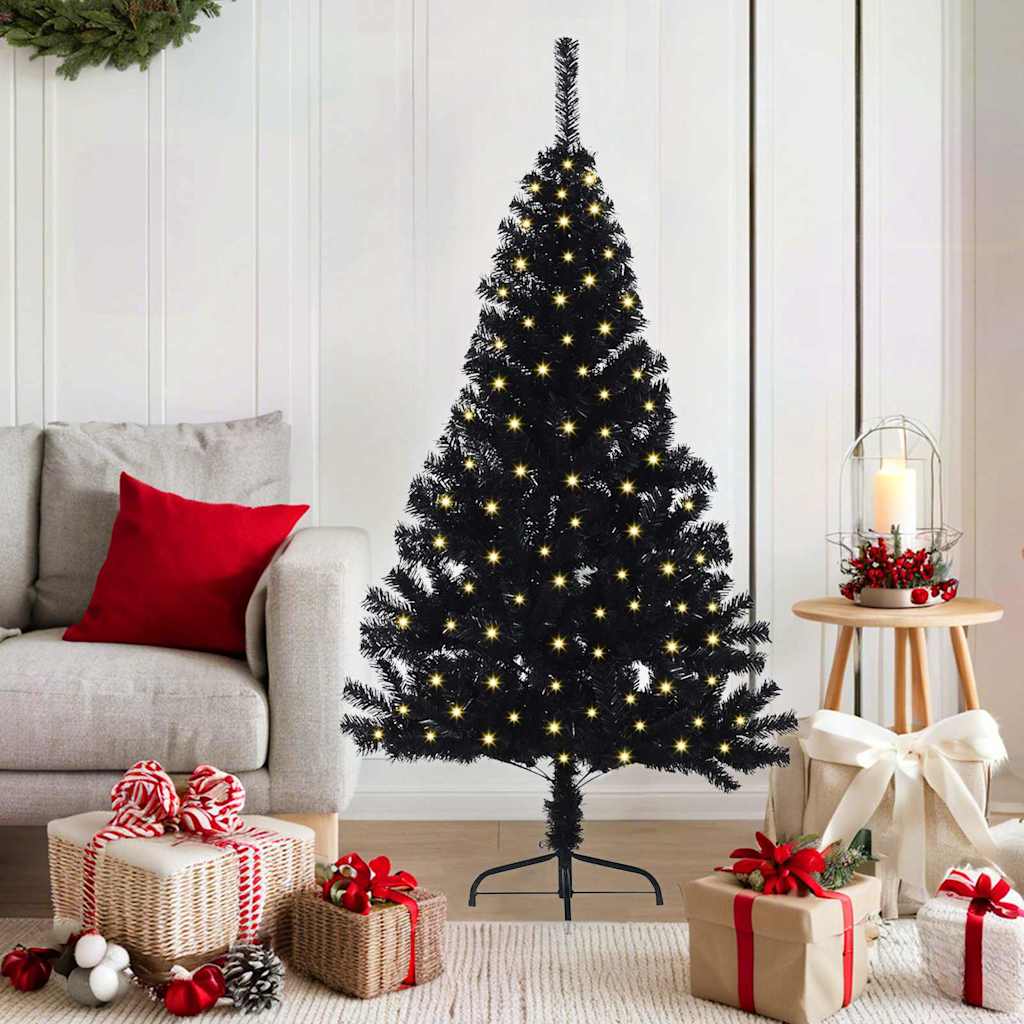 Künstlicher Vorbeleuchteter Weihnachtsbaum Pvc Schwarz
