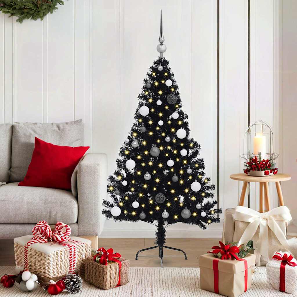 Künstlicher Vorbeleuchteter Weihnachtsbaum Pvc Schwarz