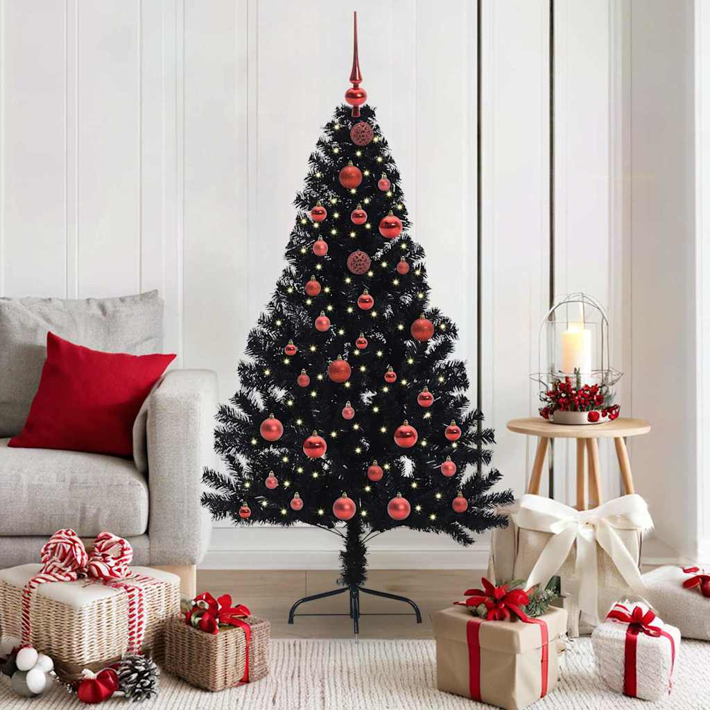 Künstlicher Vorbeleuchteter Weihnachtsbaum Pvc Schwarz