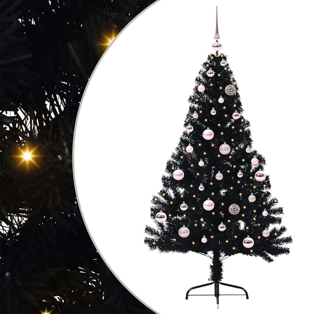 Künstlicher Vorbeleuchteter Weihnachtsbaum Pvc Schwarz