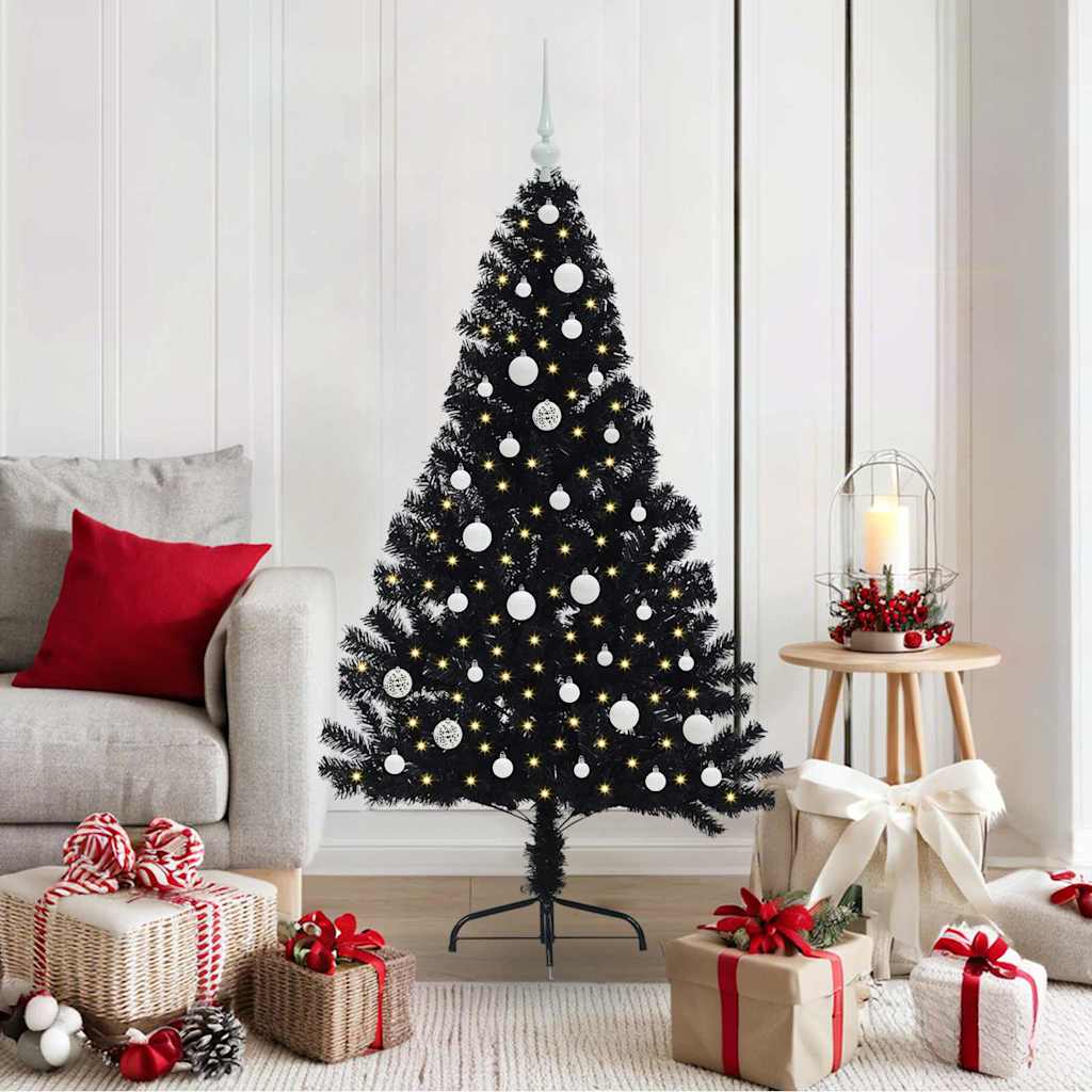 Künstlicher Vorbeleuchteter Weihnachtsbaum Pvc Schwarz