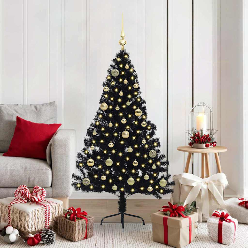 Künstlicher Vorbeleuchteter Weihnachtsbaum Pvc Schwarz