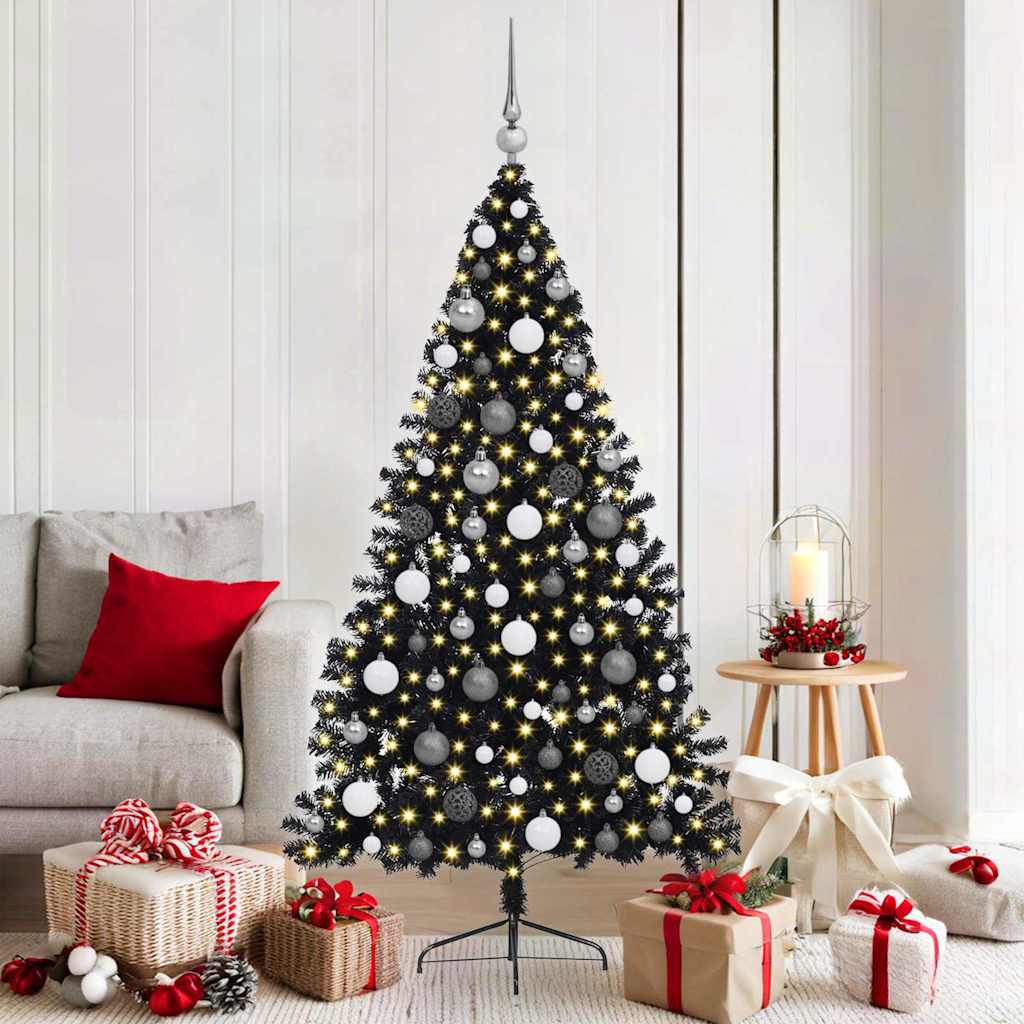 Künstlicher Vorbeleuchteter Weihnachtsbaum Pvc Schwarz