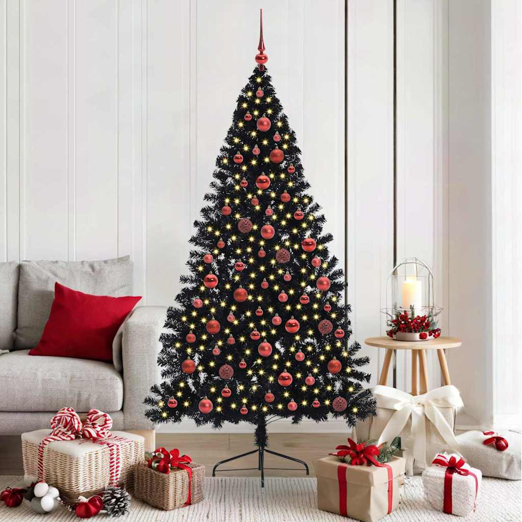Künstlicher Vorbeleuchteter Weihnachtsbaum Pvc Schwarz